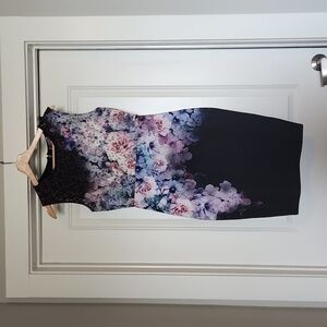 Black Floral body con dress , Lipsy London  US 8
